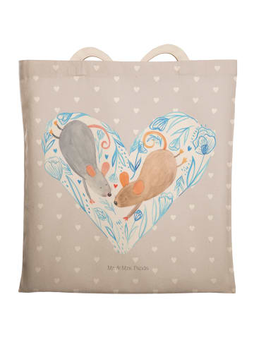 Mr. & Mrs. Panda Tasche Mäuse Herz ohne Spruch in Grau Pastell