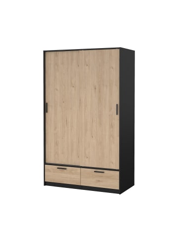 ebuy24 Kleiderschrank Line Nussbaum, Schwarz 122 x 61 cm