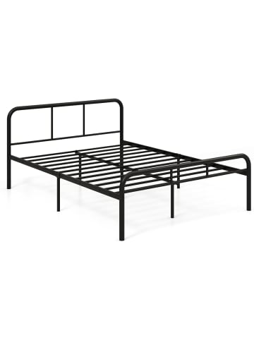 COSTWAY Metallbett Bettgestell für 140 x 190 cm Matratze in Schwarz