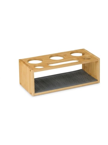relaxdays Flaschenhalter in Natur/ Grau - (B)31 x (H)11 x (T)14,5 cm