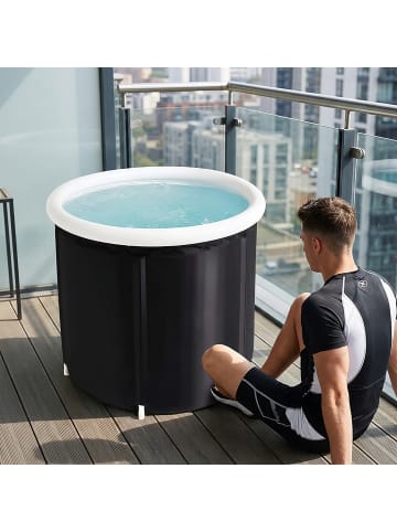 relaxdays Eisbad in Schwarz/ Weiß - (H)75 x Ø 75 cm