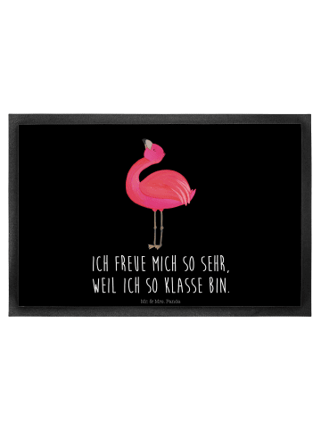 Mr. & Mrs. Panda Sauberlaufmatte Flamingo Stolz mit Spruch in Schwarz