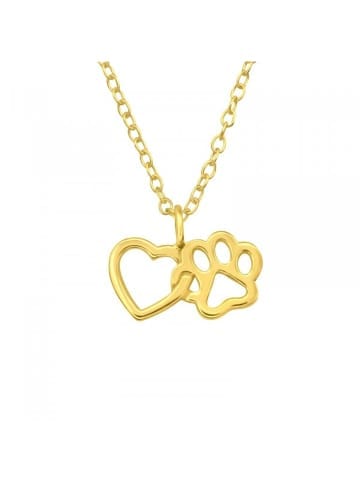 Alexander York Kette mit Anhänger HERZ UND PFOTE in Gold aus 925 Silber - 2-tlg. in gold