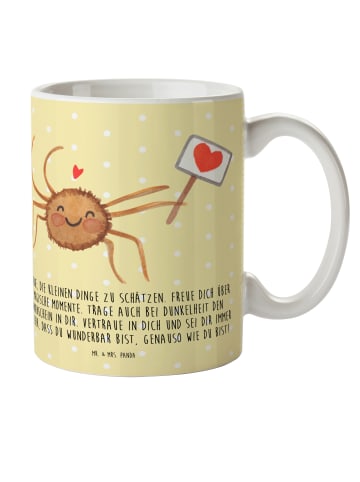 Mr. & Mrs. Panda Tasse Spinne Agathe Motivation mit Spruch in Gelb Pastell