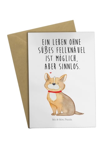 Mr. & Mrs. Panda Valentinstagskarte Hund Glück mit Spruch in Weiß