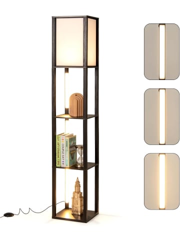 COSTWAY Stehlampe mit Regalen in Schwarz