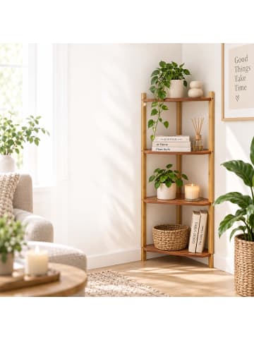 relaxdays Eckregal in Natur - (B)46 x (H)80 x (T)25 cm