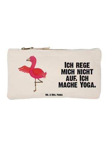 Mr. & Mrs. Panda Schminktasche Flamingo Yoga mit Spruch in Weiß