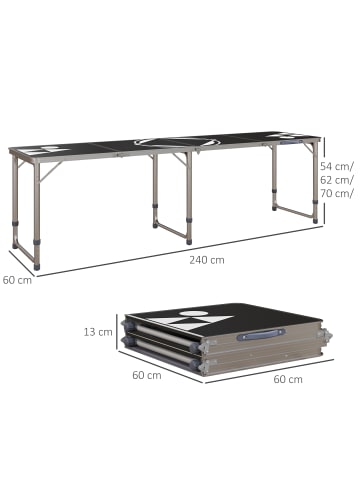 Outsunny Bierpong Tisch,240cm x 60cm x 70cm,schwarz