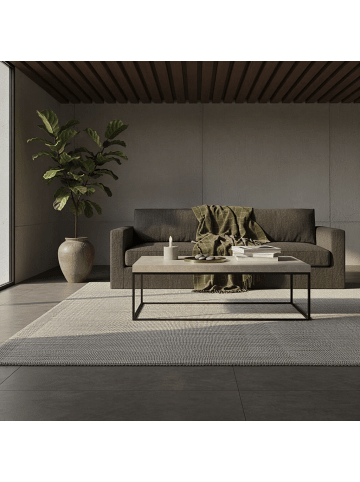 KADIMA DESIGN Couchtisch 120x60x38 cm Sandfarben Sofatisch in Stein-Optik Modern, in Beige