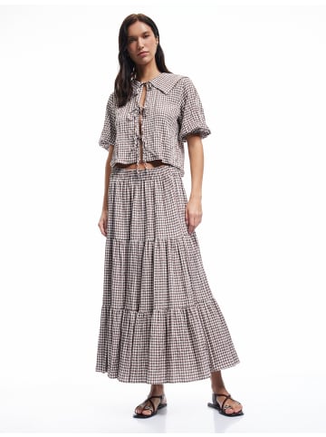 KOTON BLUSE SS in Braun Gemustert