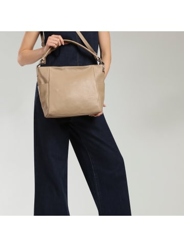 Florence Florence Schultertasche Leder taupe, beige ca. 37cm