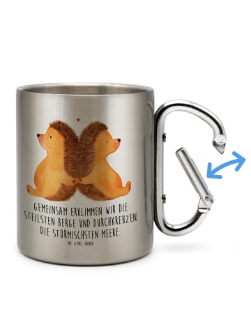 Mr. & Mrs. Panda Kaffeebecher Igel händchenhaltend mit Spruch in Silber