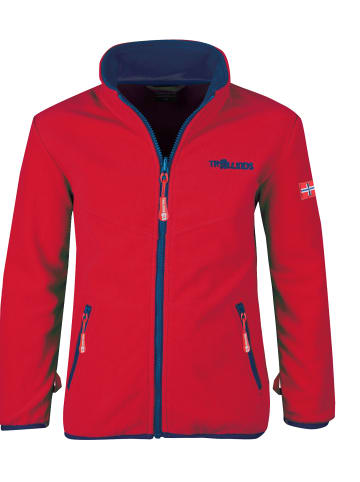 Trollkids Fleece Jacke "Oppdal XT" in Hellrot / Blau