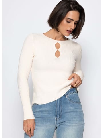 SASSYCLASSY Rippstrickoberteil mit Cut-Outs in Creme
