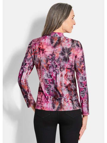 GOLDNER Kurzgröße:  Langarm Jersey-Shirt mit Allover-Druck in beere / gemustert