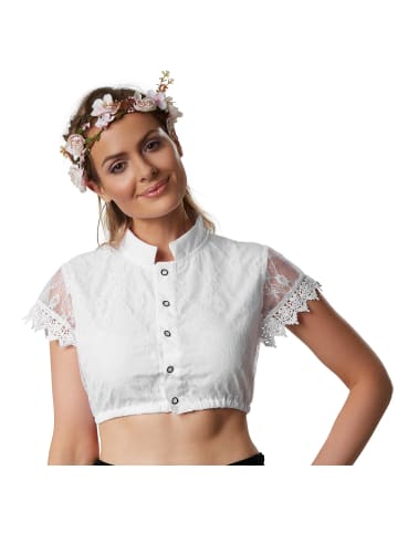 tectake Dirndlbluse mit Kragen und Knopfleiste, weiß