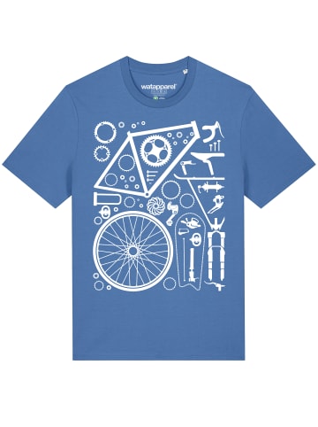 wat? Apparel T-Shirt Fahrradteile in Bright Blue