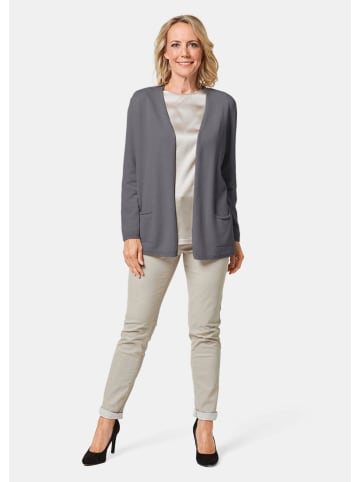 GOLDNER Cardigan in langer offener Form in grau