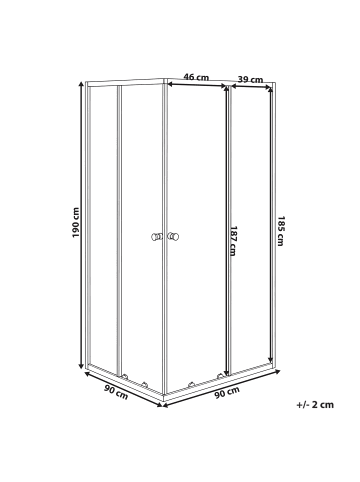 Beliani Duschkabine HUAPI in Silber - (W) 90 x (H) 190 x (L) 90 cm