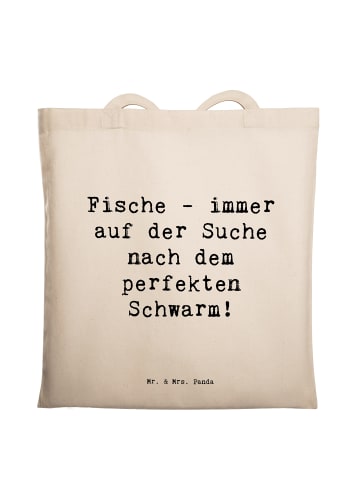 Mr. & Mrs. Panda Beutel Spruch Fische Schwarm mit Spruch in Creme