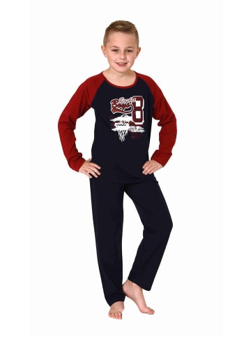NORMANN langarm Schlafanzug Pyjama Basketball - 77463 in navy