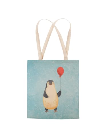 Mr. & Mrs. Panda Einkaufstasche Pinguin Luftballon ohne Spruch in Eisblau