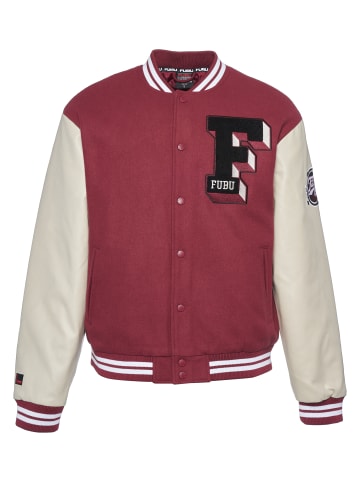FUBU College Jacket in dark red/creme/black