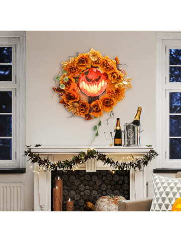 Outsunny Halloween-Kürbiskranz-44L x 9B x 44H cm-Orange