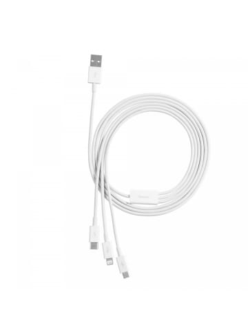 Baseus Ladekabel USB-A kompatibel mit iPhone, USB-C, microUSB in Weiß