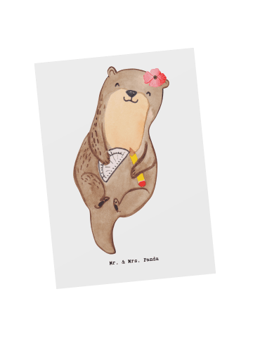 Mr. & Mrs. Panda Postkarte Technische Zeichnerin Herz ohne Spruch in Weiß
