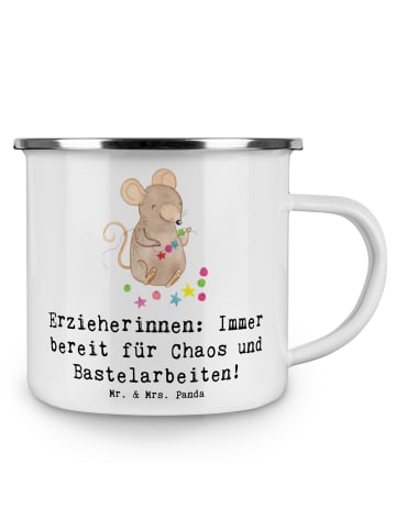 Mr. & Mrs. Panda Kaffeetasse Erzieherin Chaos mit Spruch in Weiß