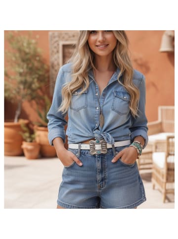 FRONHOFER Damen Ledergürtel in Aqua