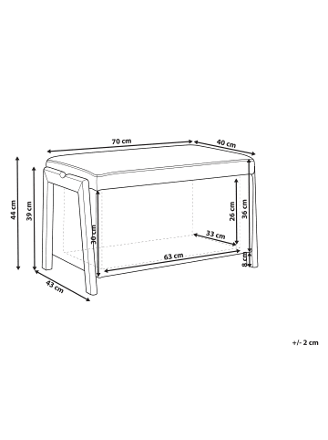 Beliani Bettbank EDLAND in Grün/Braun - (W) 75 x (H) 44 x (L) 43 cm
