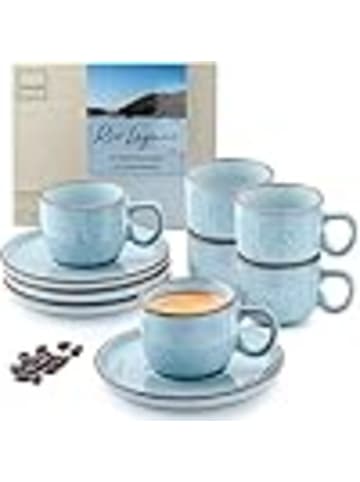 Sänger 12-tlg. Espressotassen Set Rio Lagune in Hellblau aus Steingut