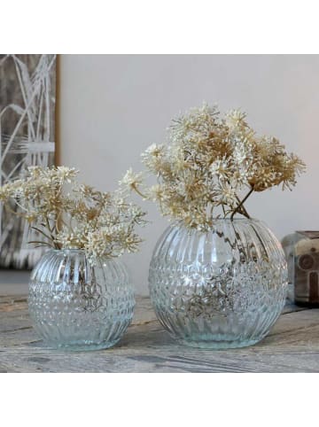 Chic Antique Vase Glas mit Rillen Struktur 13x15 cm