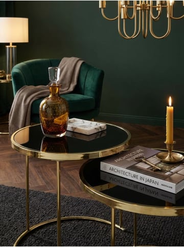 KADIMA DESIGN Satztisch 2er-Set | Schwarz/Gold, Metall/Glas