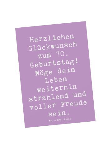 Mr. & Mrs. Panda Postkarte Spruch 70. Geburtstag Glückwünsche mi... in Lavendeltraum