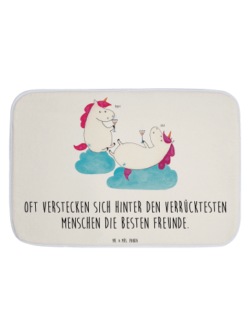 Mr. & Mrs. Panda Badteppich Einhorn Sekt mit Spruch in Weiß