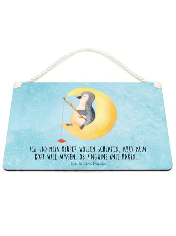 Mr. & Mrs. Panda Deko Schild Pinguin Mond mit Spruch in Eisblau