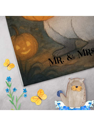 Mr. & Mrs. Panda Handtuch Waschbär Kürbis Design ohne Spruch in Weiß