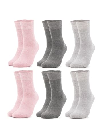 Occulto 6er Pack Warme Socken Smilla in Grau/Pink/Uni