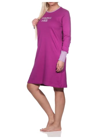 NORMANN Nachthemd Bündchen Kuschel interlock - 82160 in lila