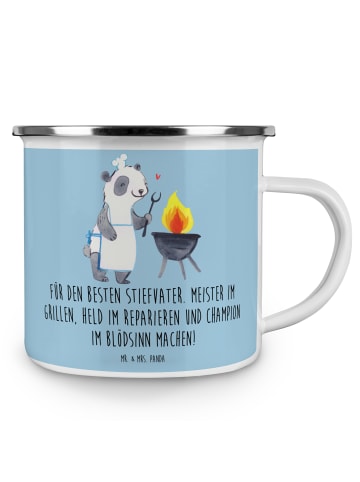 Mr. & Mrs. Panda Becher Bester Stiefvater mit Spruch in Blau Pastell