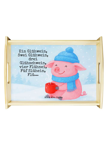 Mr. & Mrs. Panda Serviertablett Schweinchen Glühwein Design mit ... in Weiß