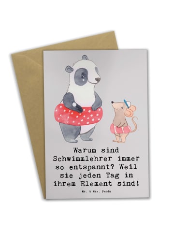 Mr. & Mrs. Panda Glückwunschkarte Entspannte Schwimmlehrer mit S... in Grau Pastell