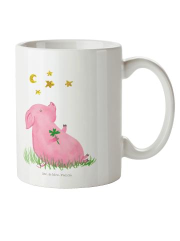 Mr. & Mrs. Panda Kindertasse Schwein Glück ohne Spruch in Weiß