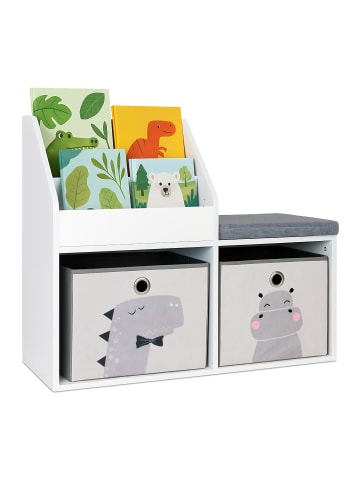 relaxdays Kinderbank in Grau/ Weiß - (B) 79 x (H) 72 x (T) 31 cm