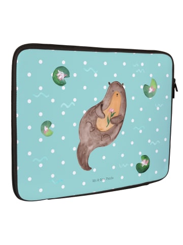 Mr. & Mrs. Panda Laptop Tasche Otter Seerose ohne Spruch in Türkis Pastell