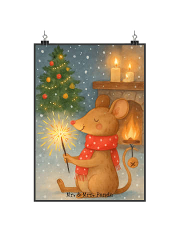 Mr. & Mrs. Panda Plakat Maus Weihnachten Design ohne Spruch in Weiß